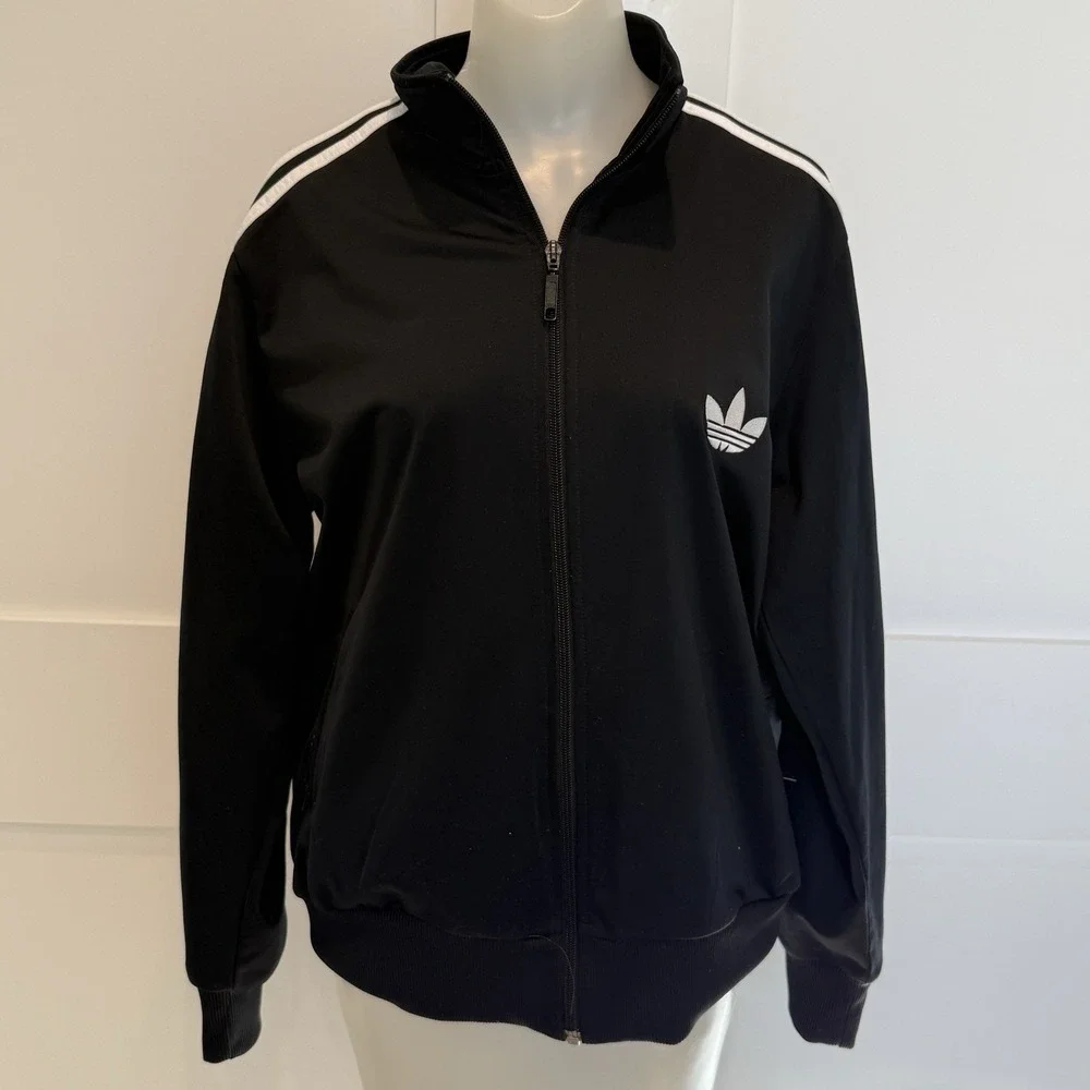Adidas Originals Track Jacket Black‎ 3 Stripe Trefoil Full Zip Mens/Unisex Sz L